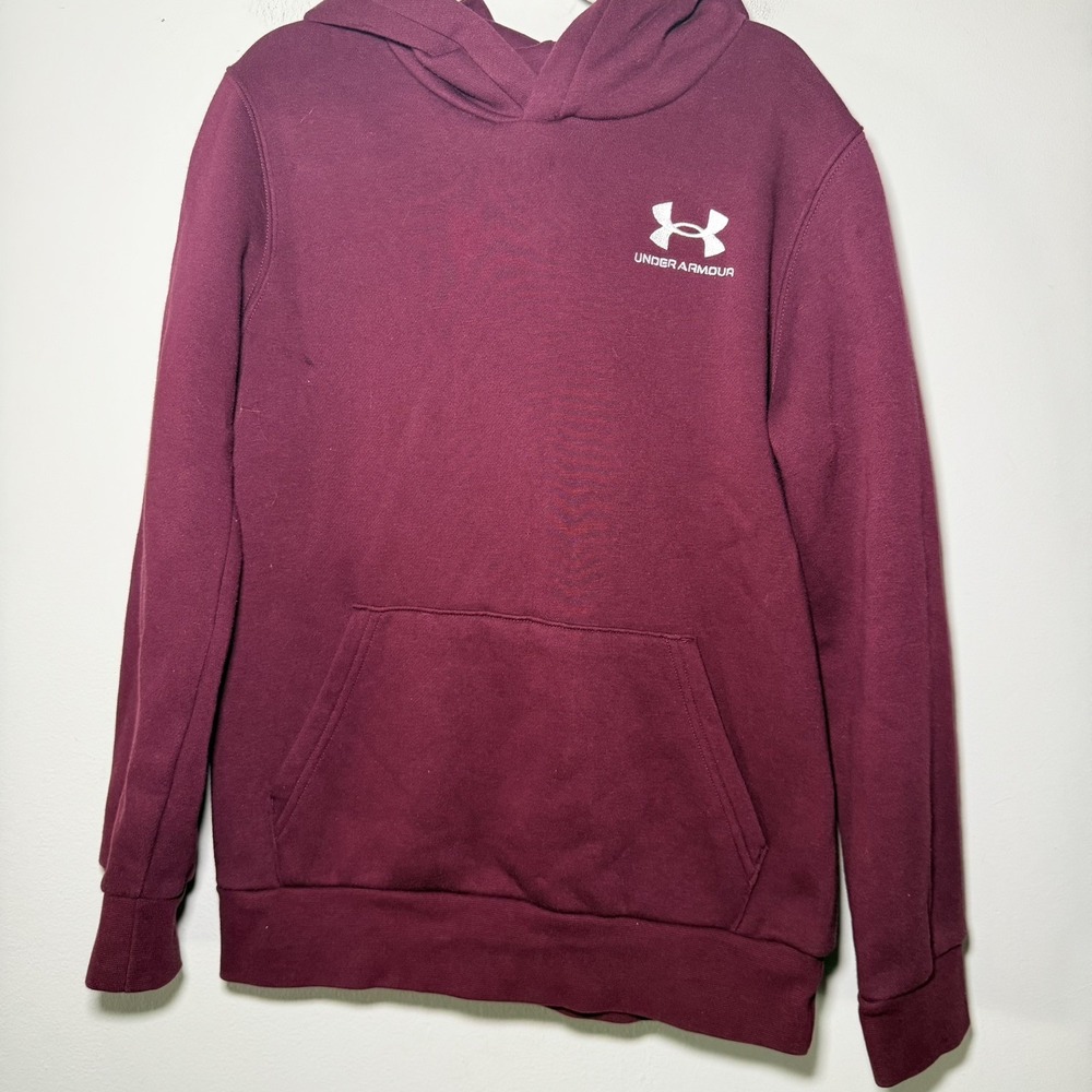 Under Armour Boys Rival Fleece Hoodie Burgundy Youth Medium